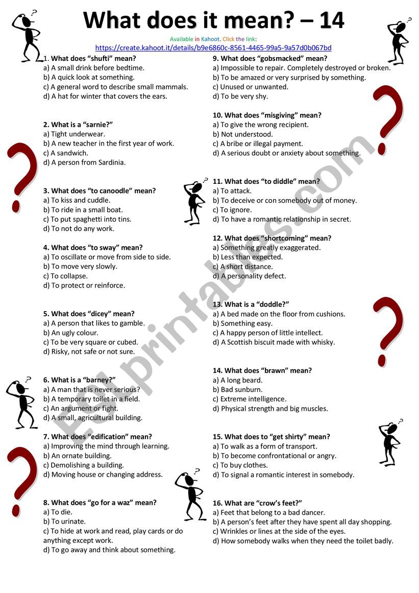 What does it Mean? 14 worksheet