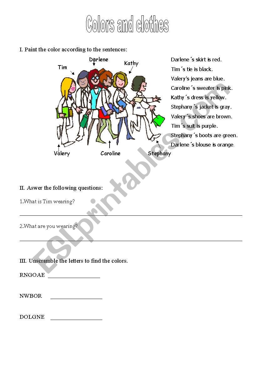 Colors and Clothes worksheet