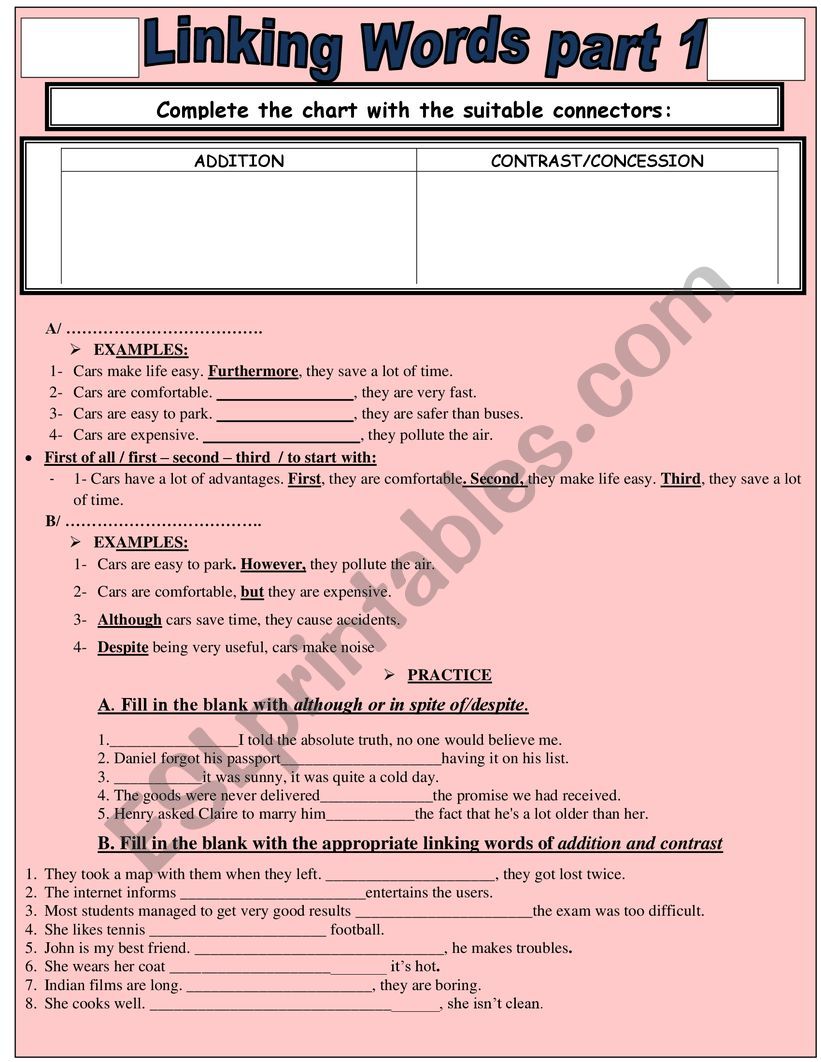 connectors : addition and concession