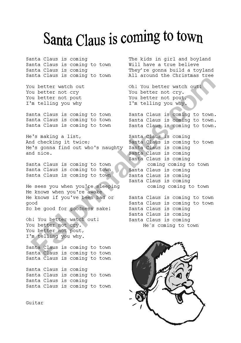 Santa Claus is coming to town worksheet