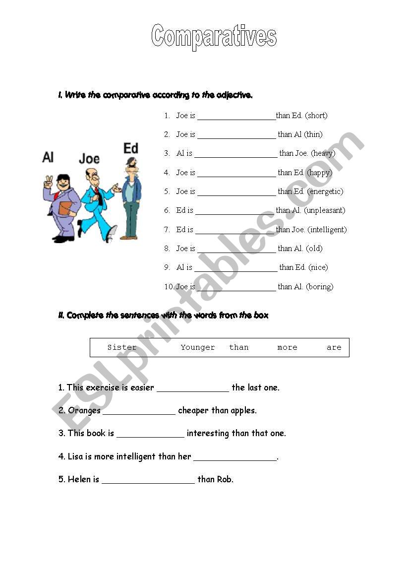 Comparatives worksheet