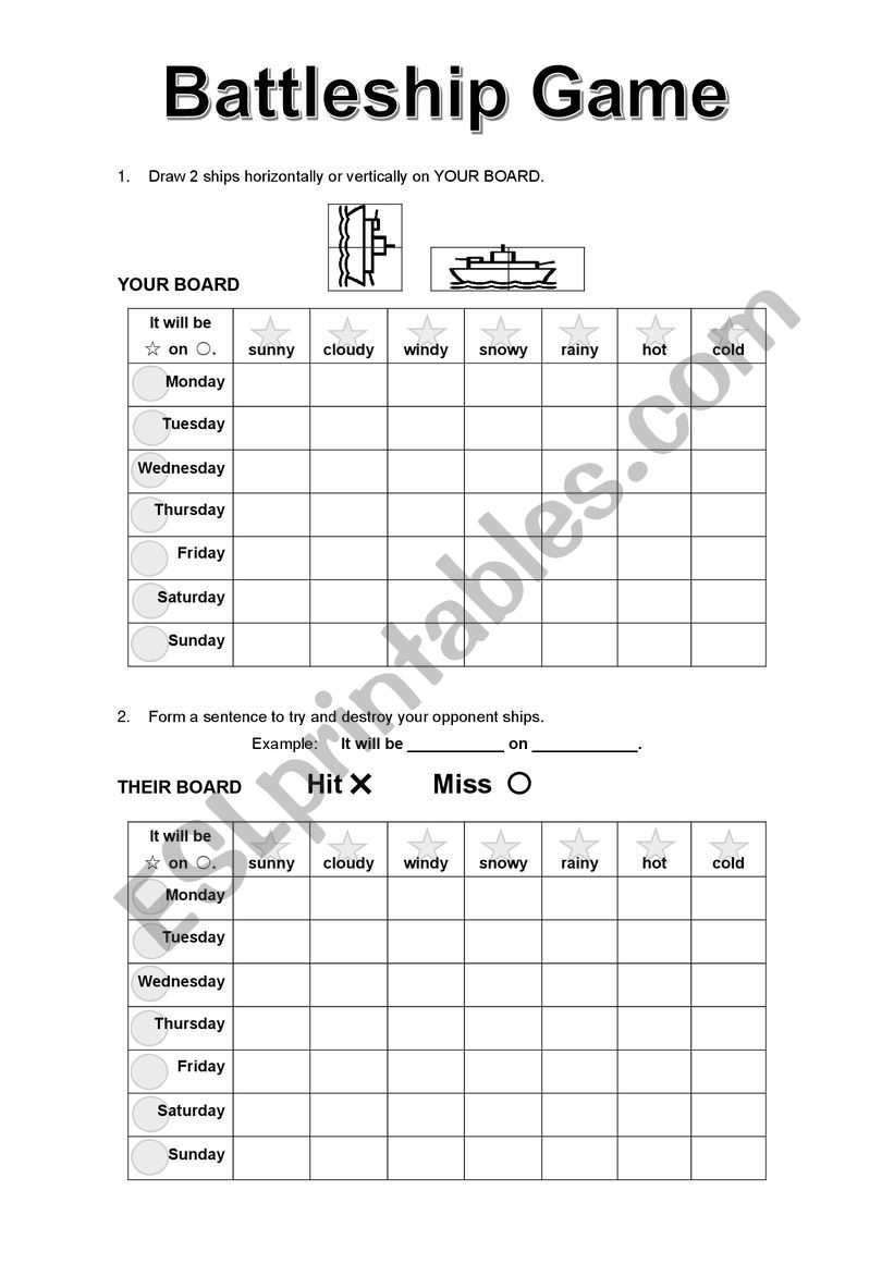 battleship worksheet