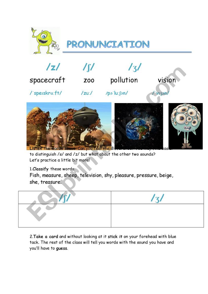Pronunciation z worksheet