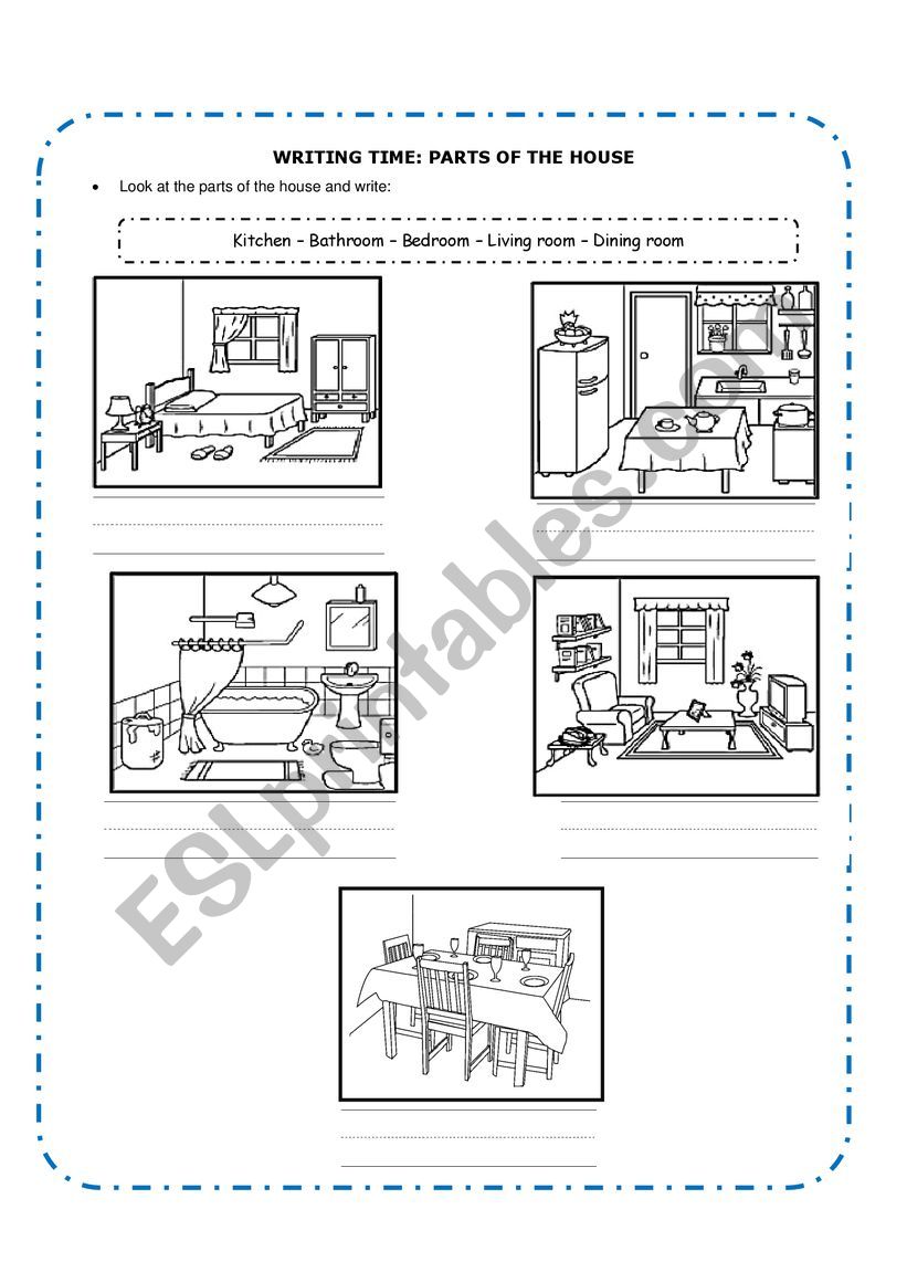 PARTS OF THE HOUSE worksheet