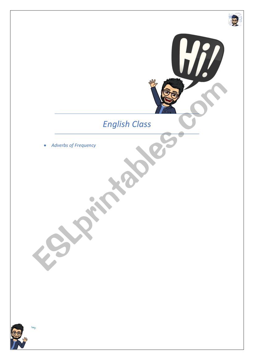 ADVERB OF FREQUENCY CLASS worksheet