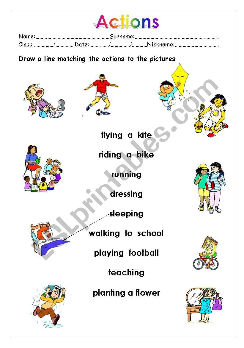 Actions worksheet