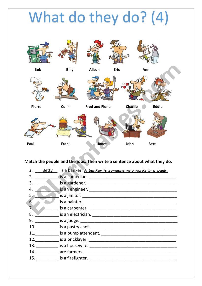 What do they do? (part 4) worksheet