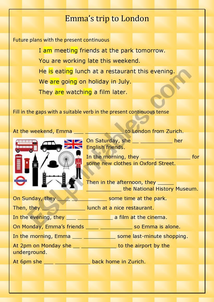 Emma�s Trip to London worksheet