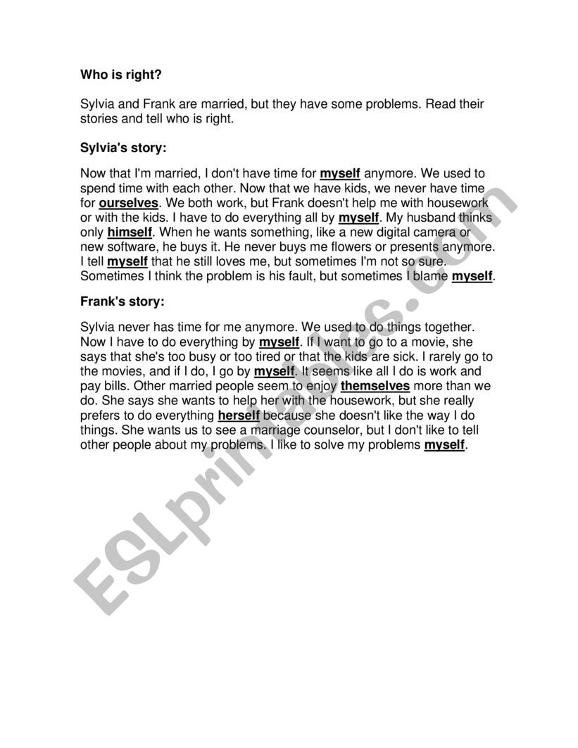 Who is right worksheet