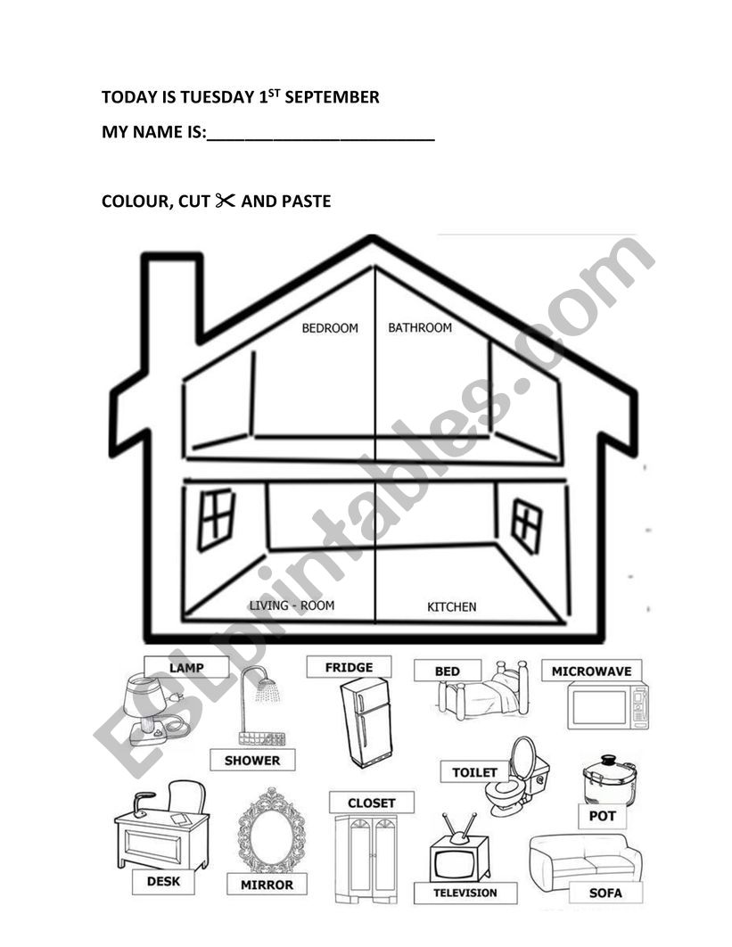 FURNITURE AND HOUSE worksheet