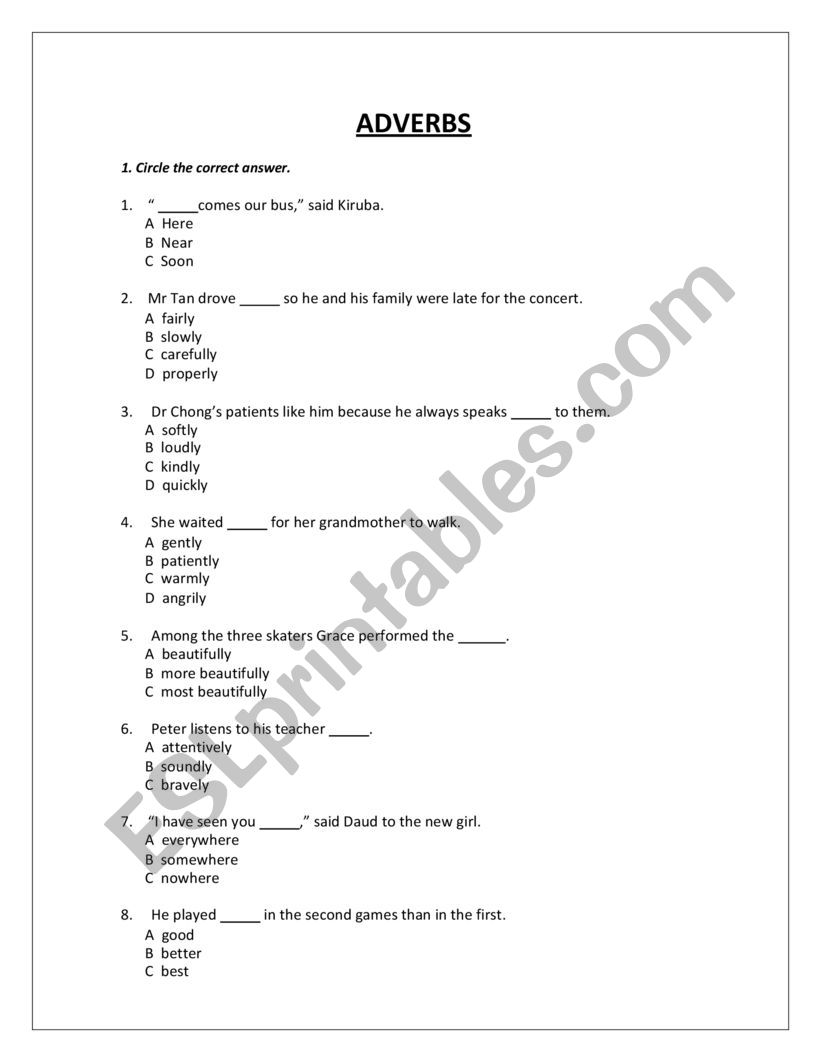 REVISION ON PARTS OF SPEECH worksheet