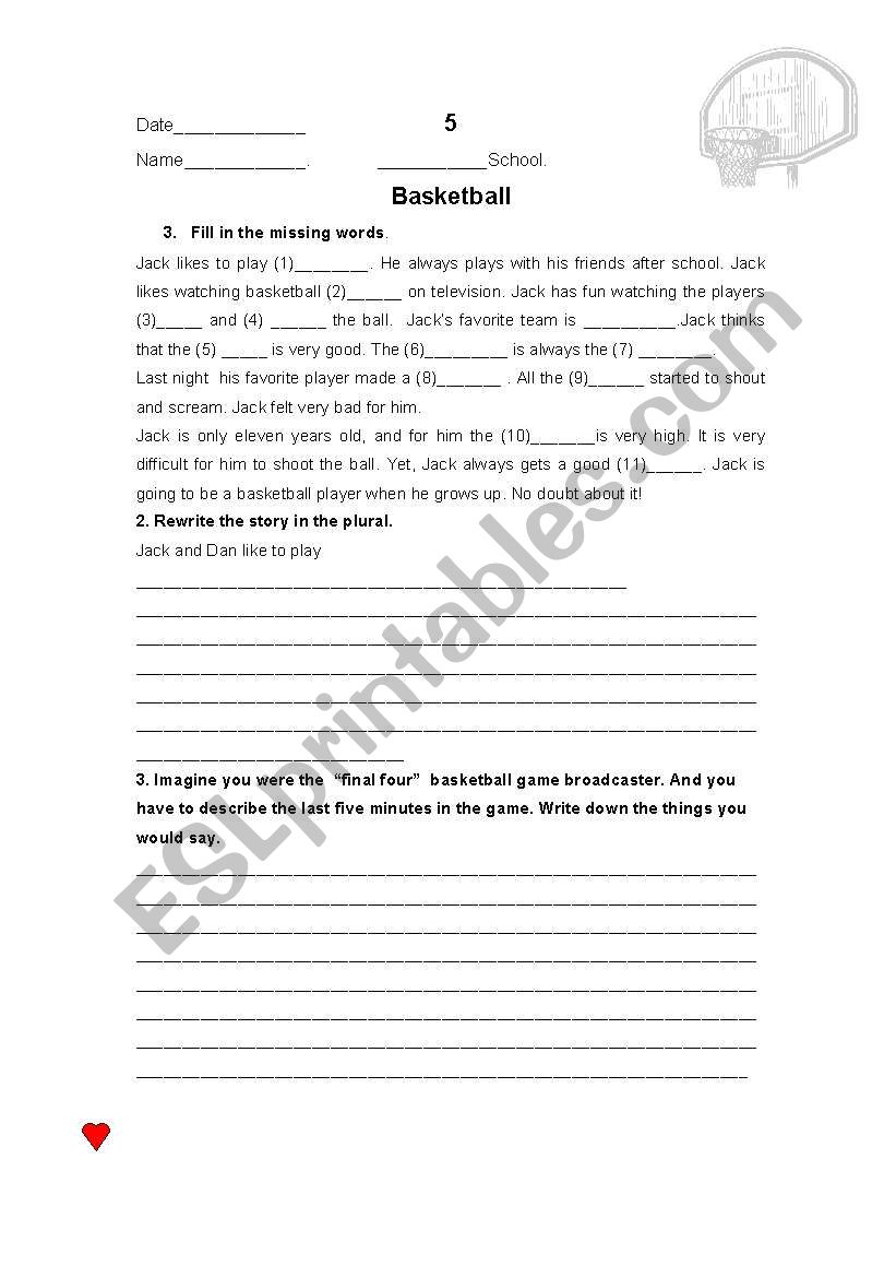 basketball worksheet