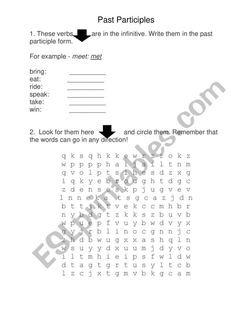 past participle practice worksheet