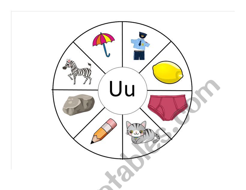 Letter Game A-Z - Letter U worksheet