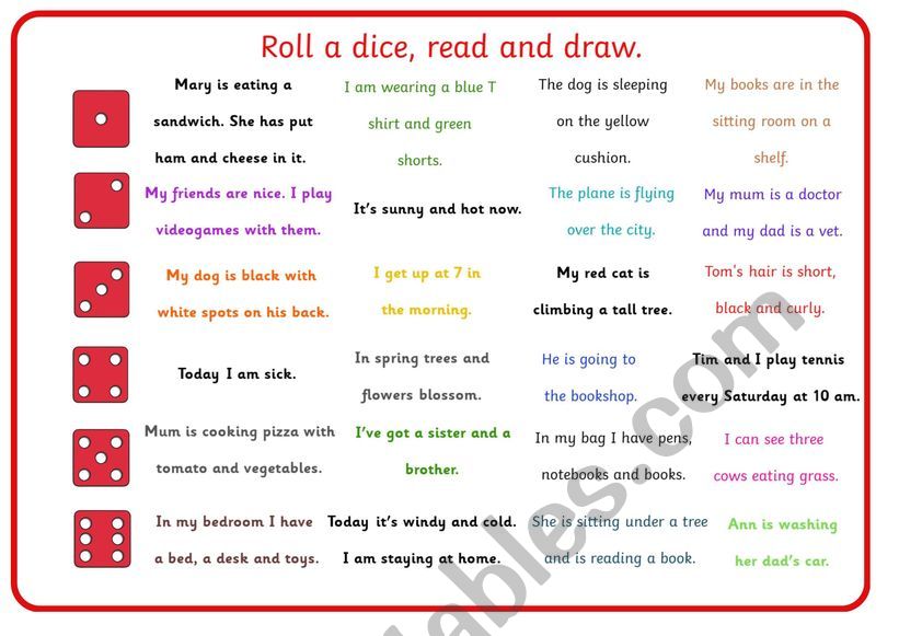 Roll & Read & Draw worksheet