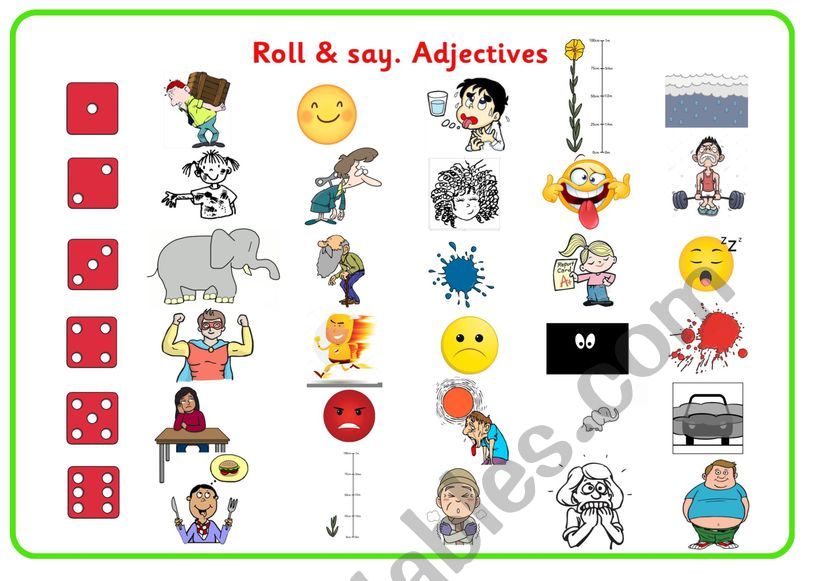 Roll & Adjectives worksheet
