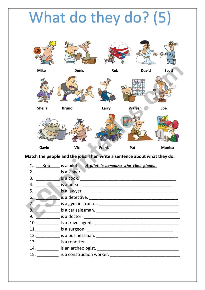 What do they do? (Part 5) worksheet