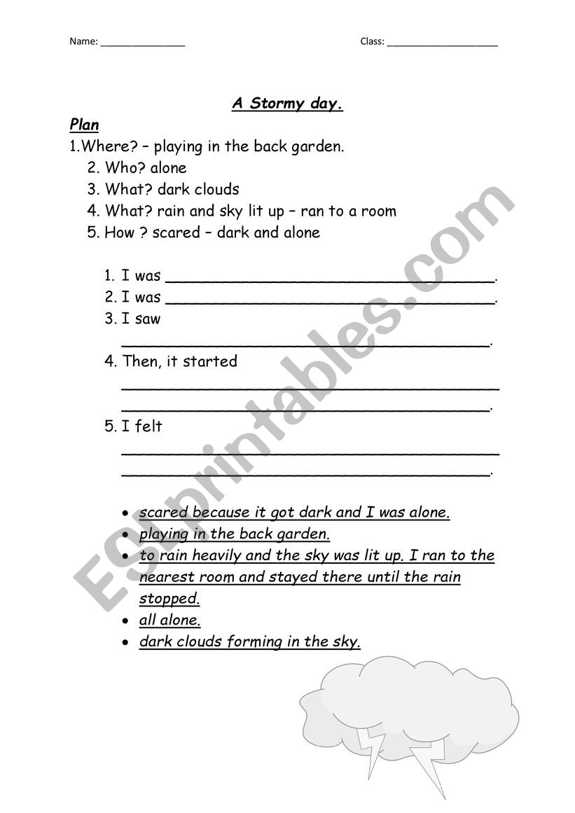 A Stormy day worksheet