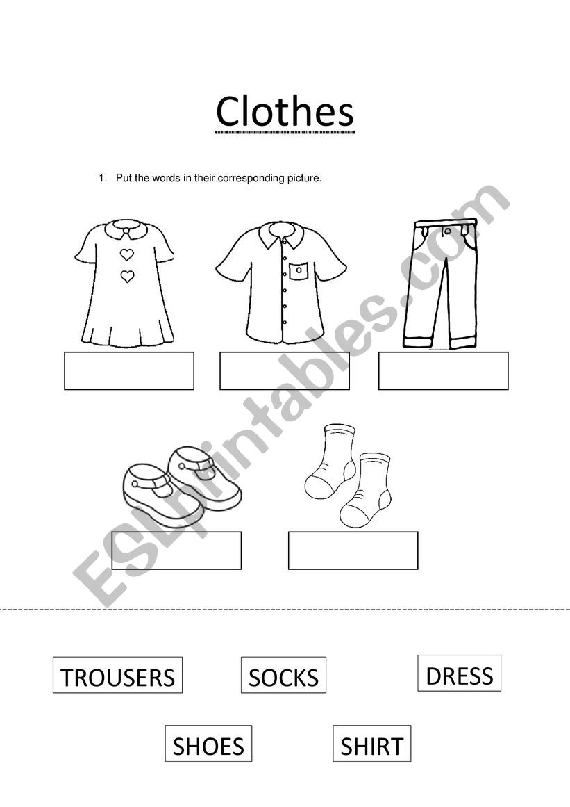 Clothes worksheet