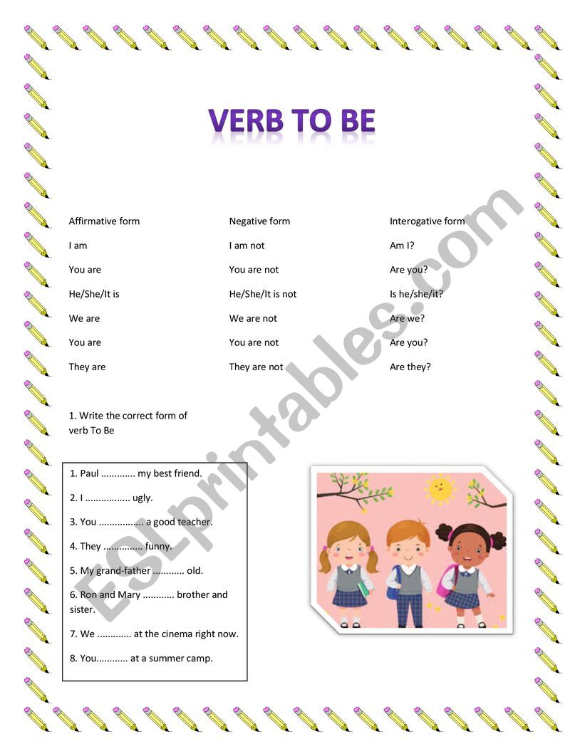 Verb to be worksheet