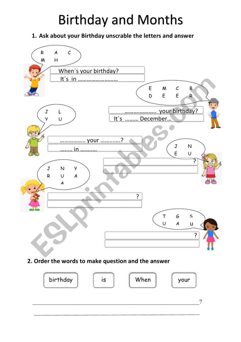 Months of the year worksheet