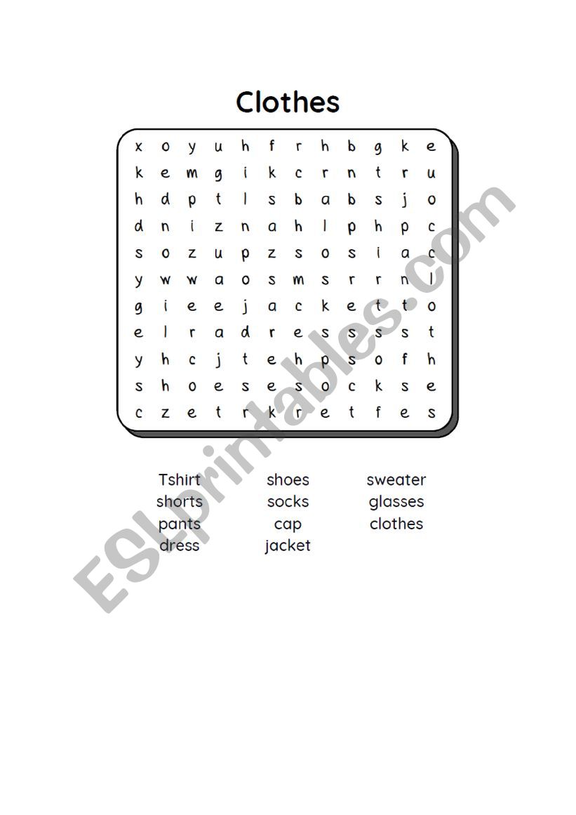 Clothes-Vocabulary worksheet