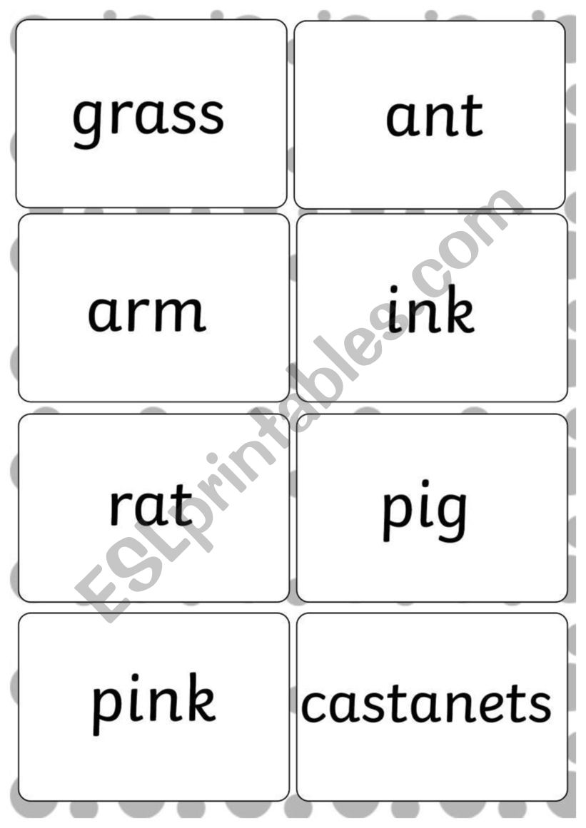 Jolly Phonics Songs Matching Cards WORDS