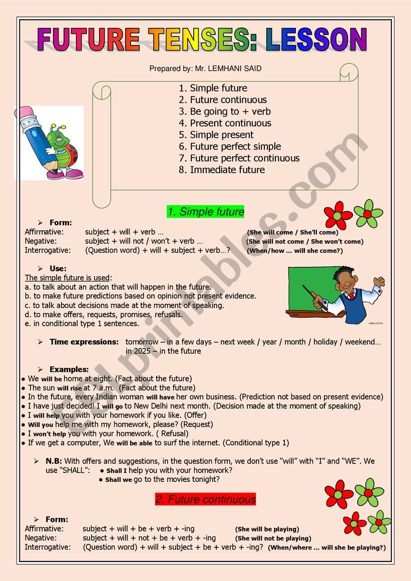 FUTURE TENSES worksheet