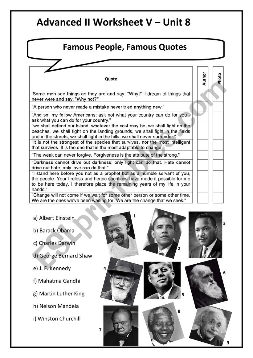 Famous People Famous Quote worksheet