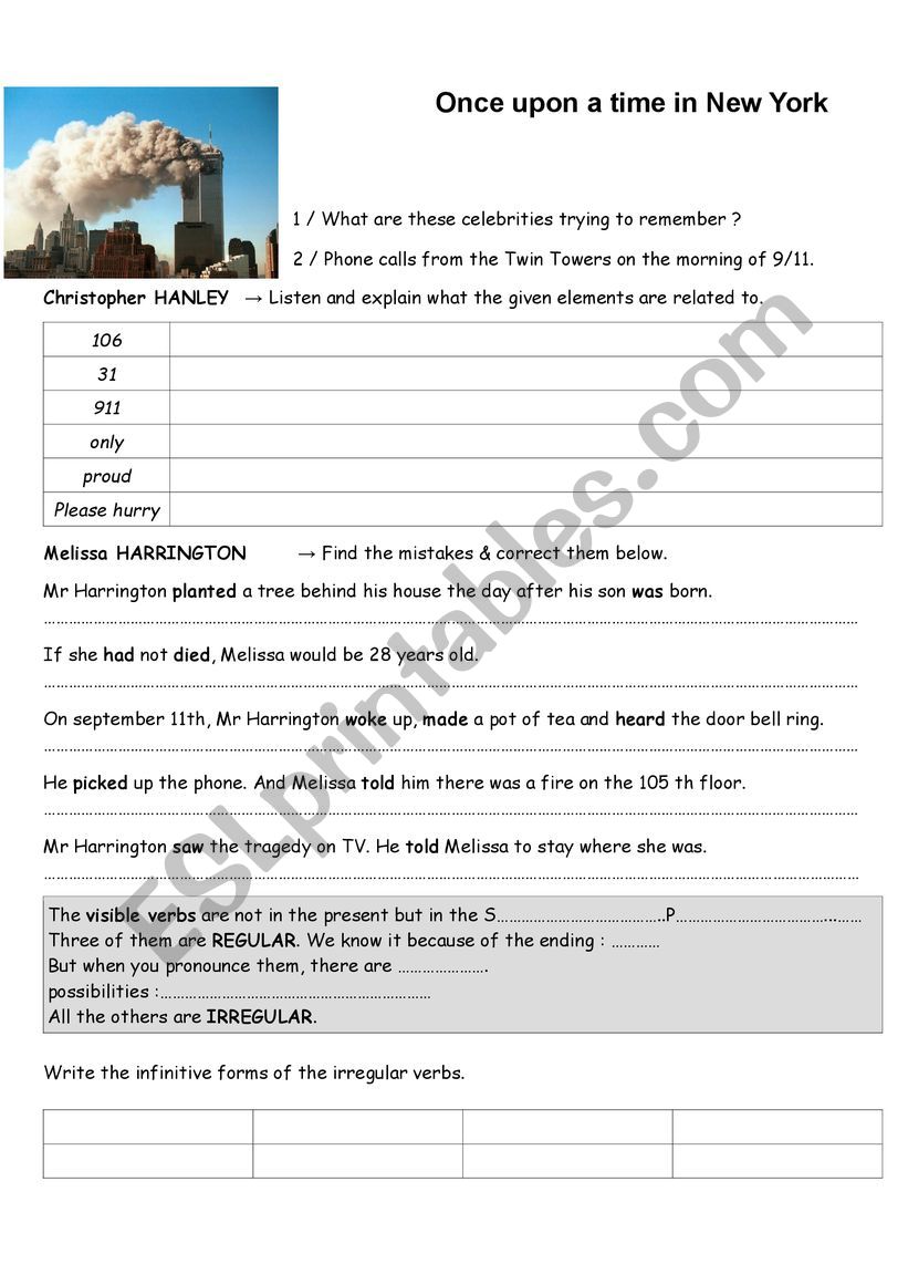 Once upon a time in New York worksheet