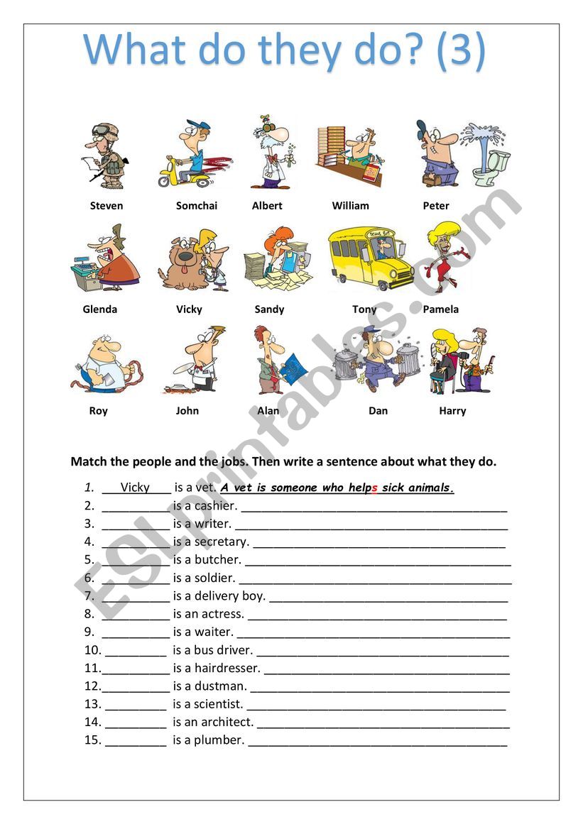 What do they do? (part 3) worksheet