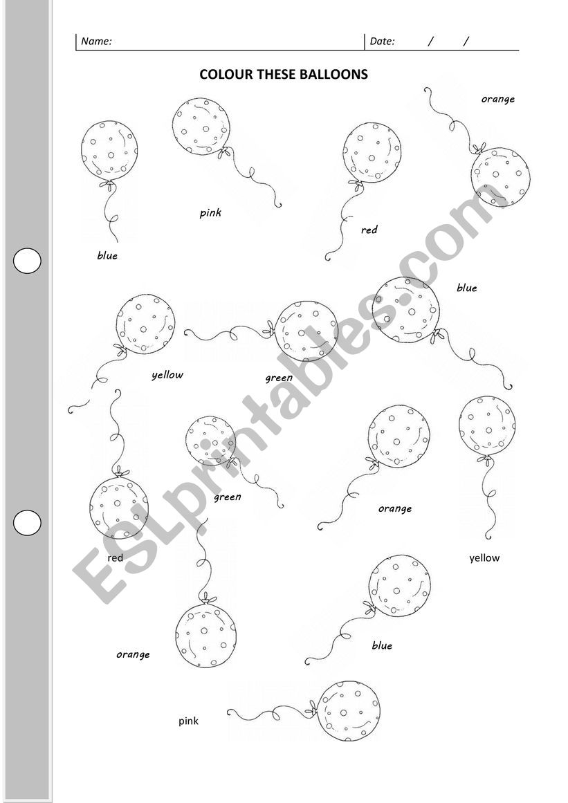 Colours worksheet