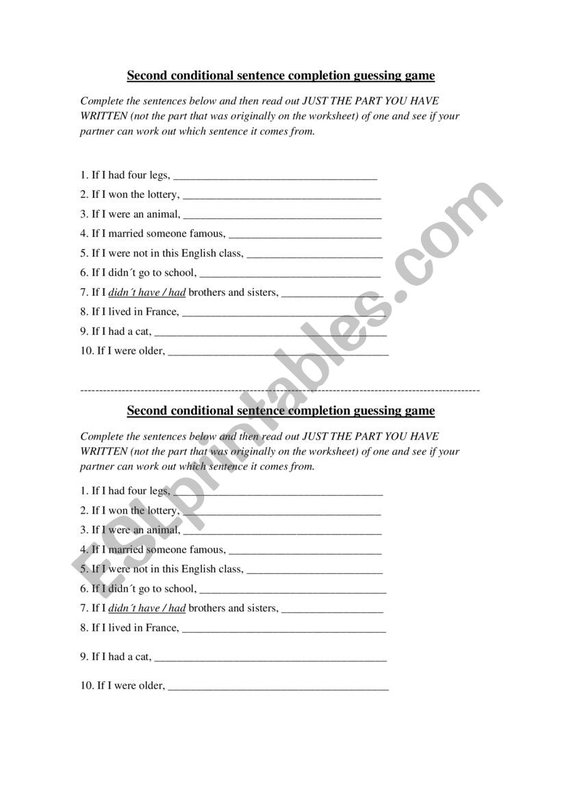 Second conditional guessing game