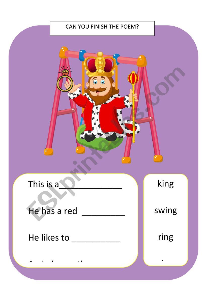 Words ending with the /ng/ sound - ESL worksheet by 1ST FORM ST