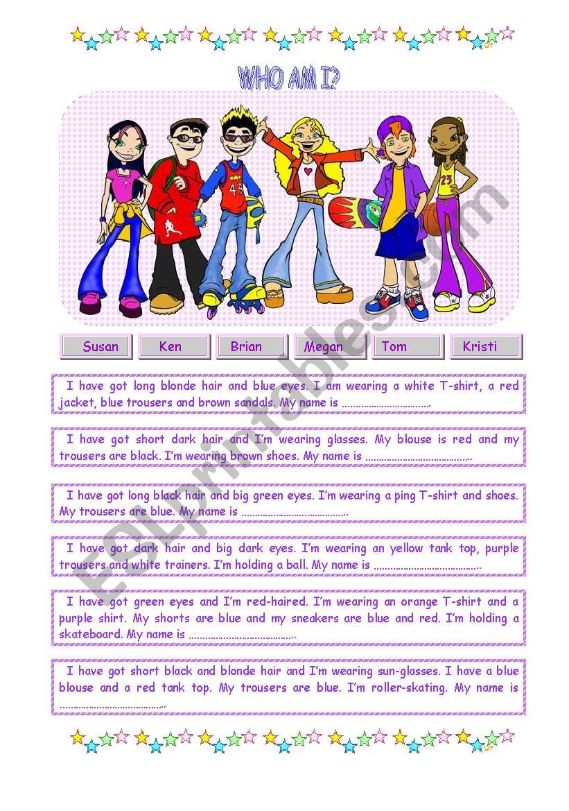 Who am I? worksheet