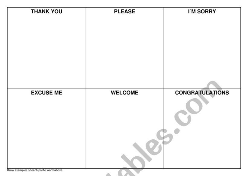 Polite words - Vocabulary worksheet