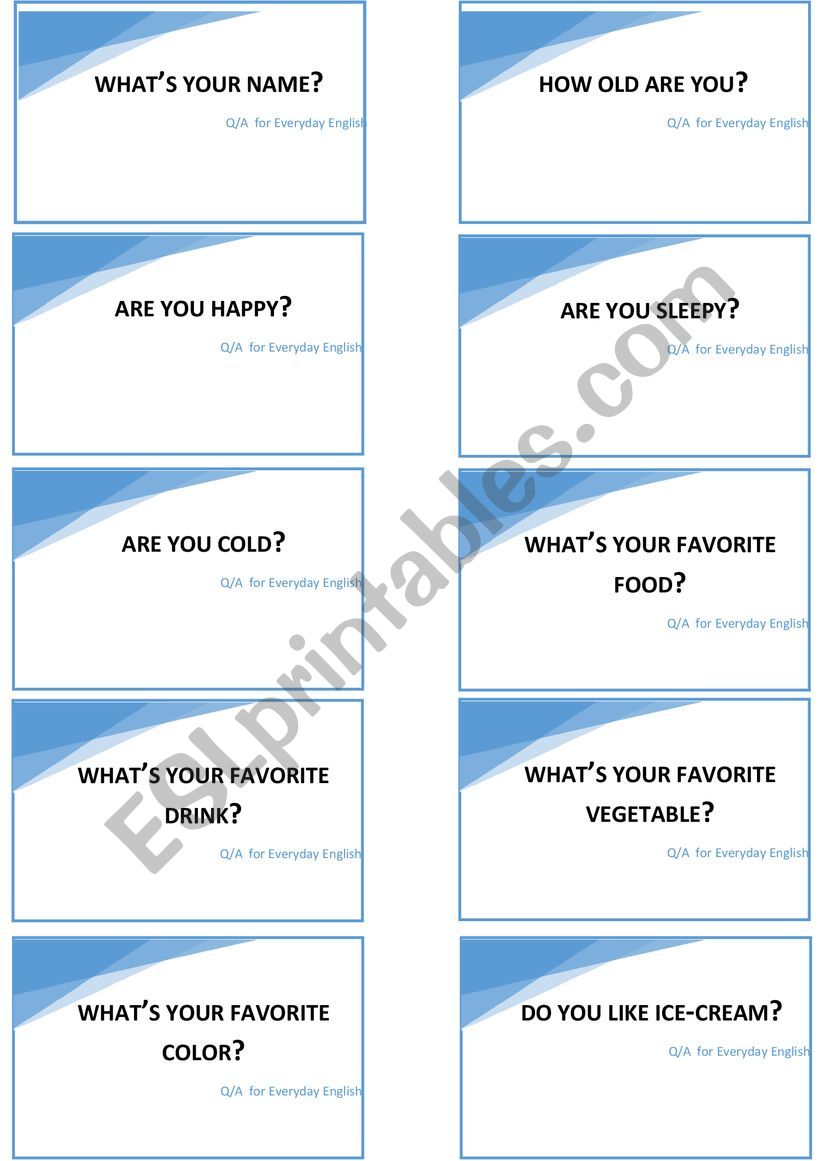 Q&A Cards for Everyday English 1
