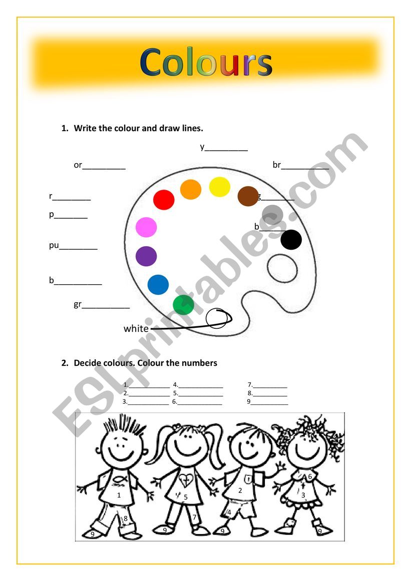 Working with colour worksheet