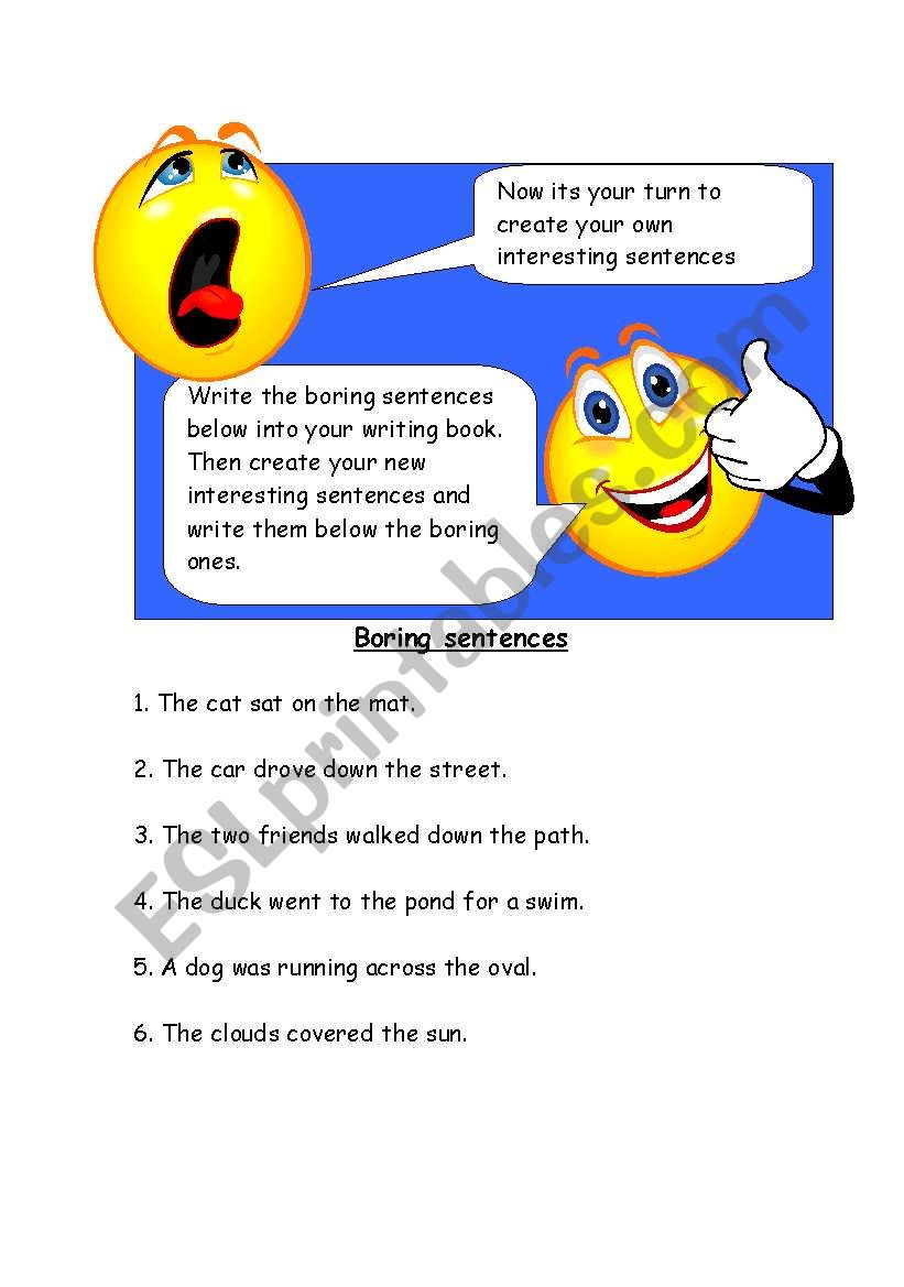 boring sentences worksheet