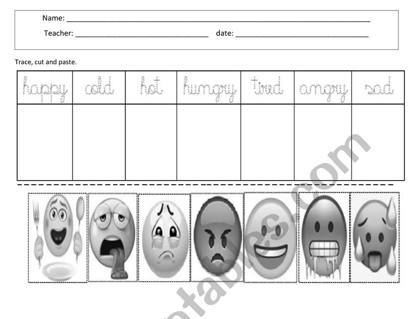 Emotions worksheet