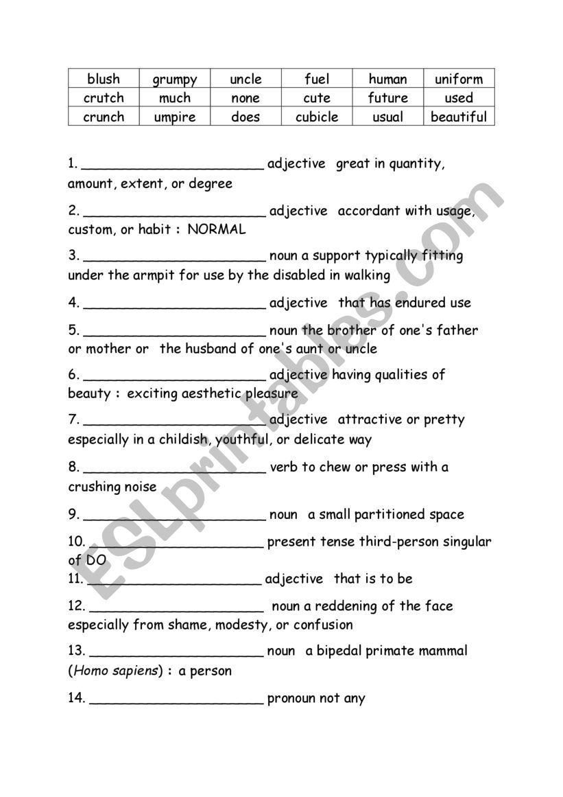 Spelling Words Definitions Grade 4  Week 7