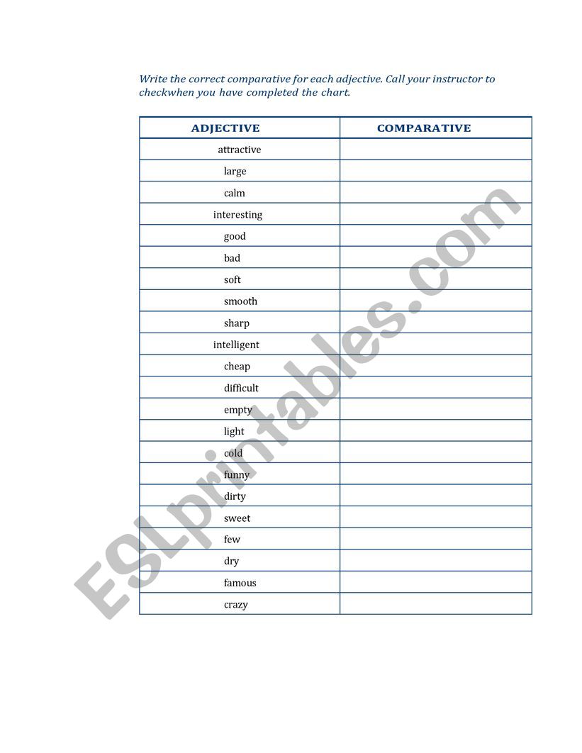 comparative adjectives game worksheet