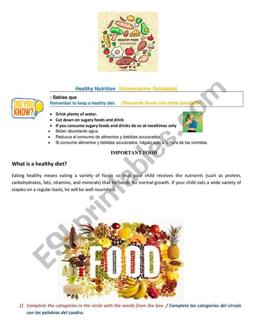 food worksheet