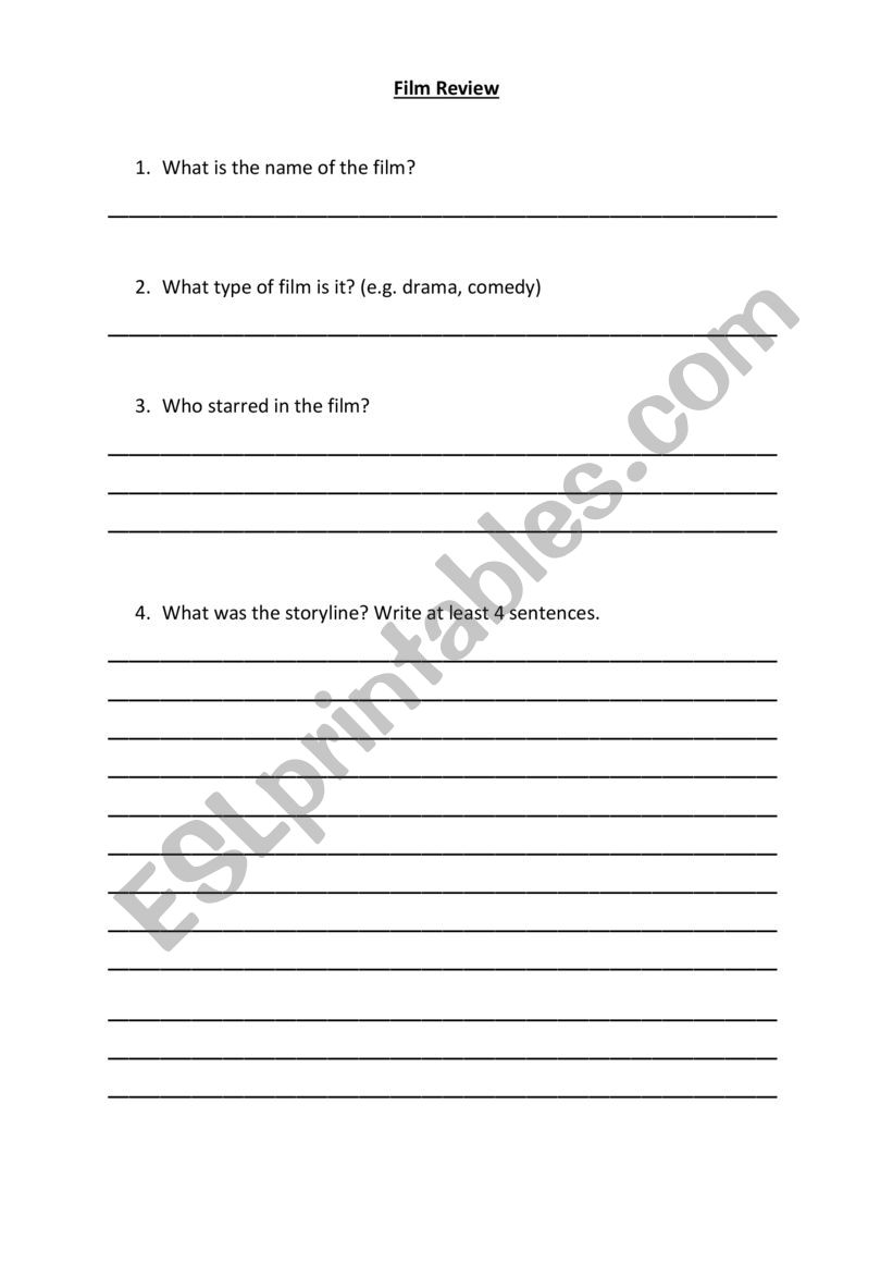 Film Review worksheet