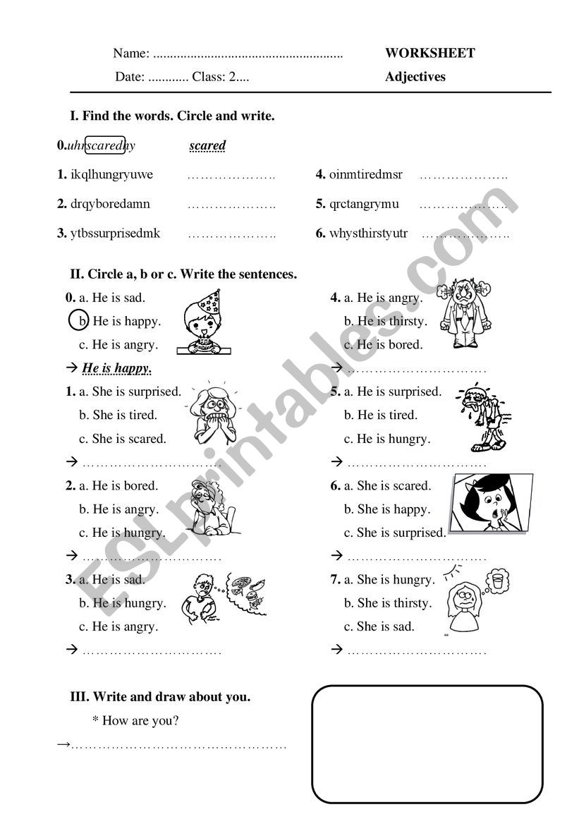 Adjectives worksheet