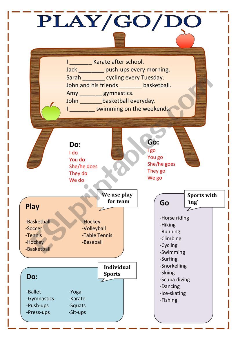 Do/Play/Go worksheet