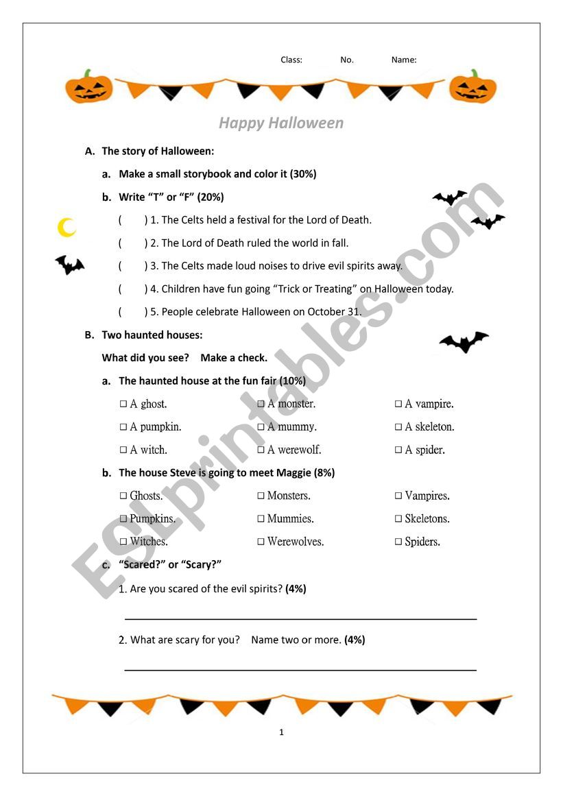 Happy Halloween worksheet