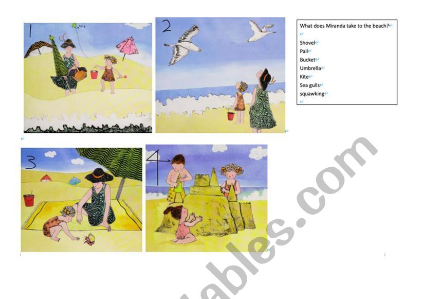 Miranda�s beach day worksheet