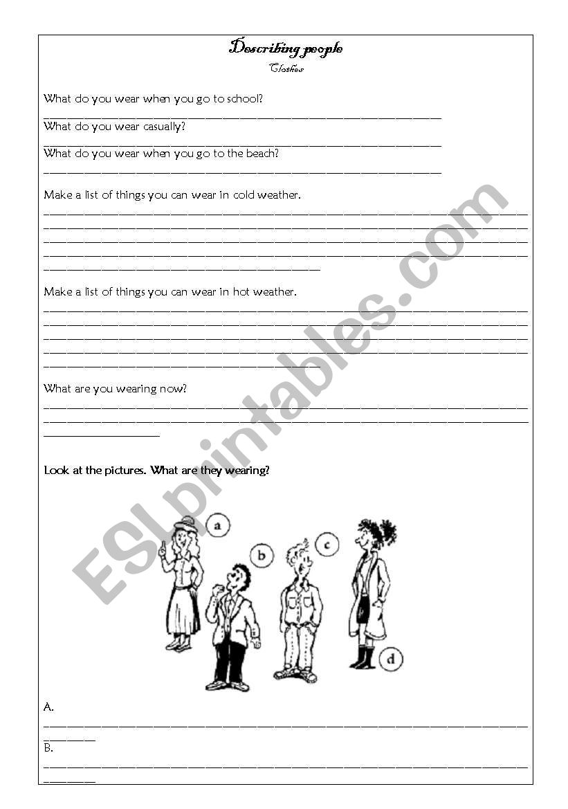 Describing People worksheet