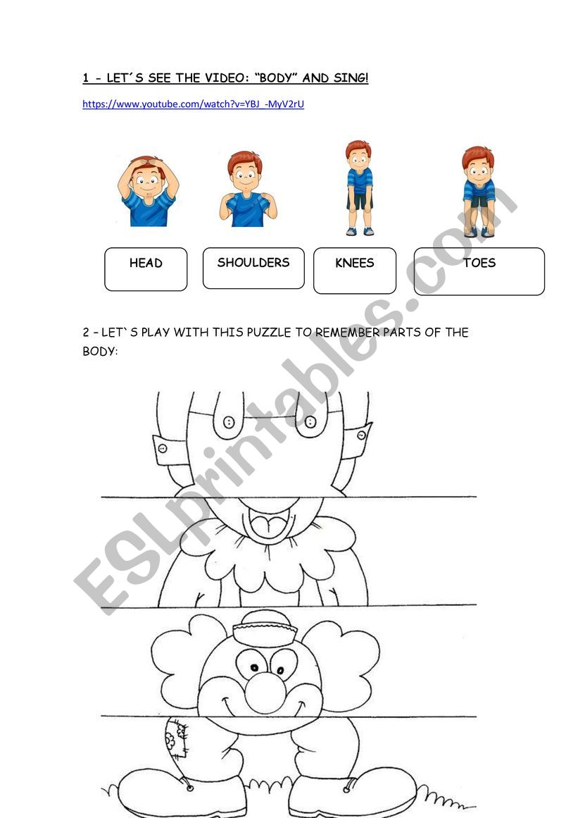 song and game for litle kids worksheet